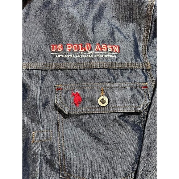 US Polo ASSN Jacket‎ Trucker Adult Large Blue Denim Long Sleeve Button Oversized - Picture 2 of 11